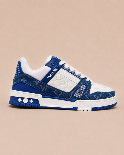 Louis Vuitton LV Trainer Blue Denim - side view