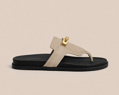 Hermès Kelly Thong Sandal Beige - side