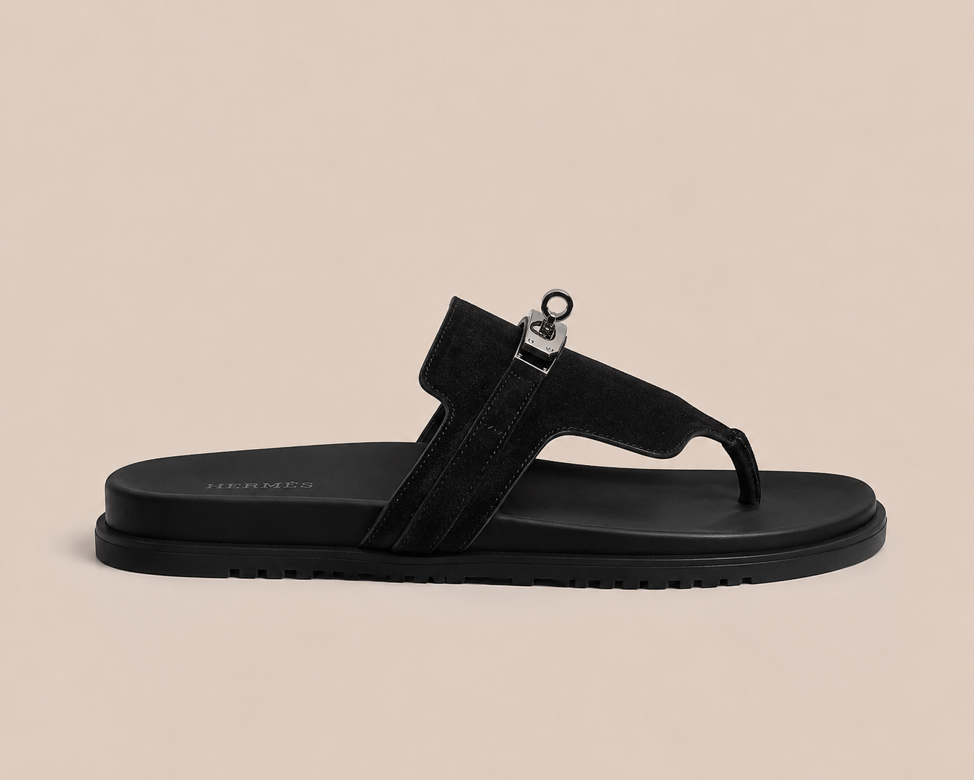 Hermès Kelly Thong Sandal Black - side