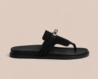 Hermès Kelly Thong Sandal Black - side