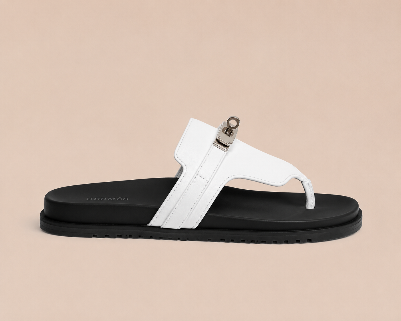 Hermès Kelly Thong Sandal White Smooth - side