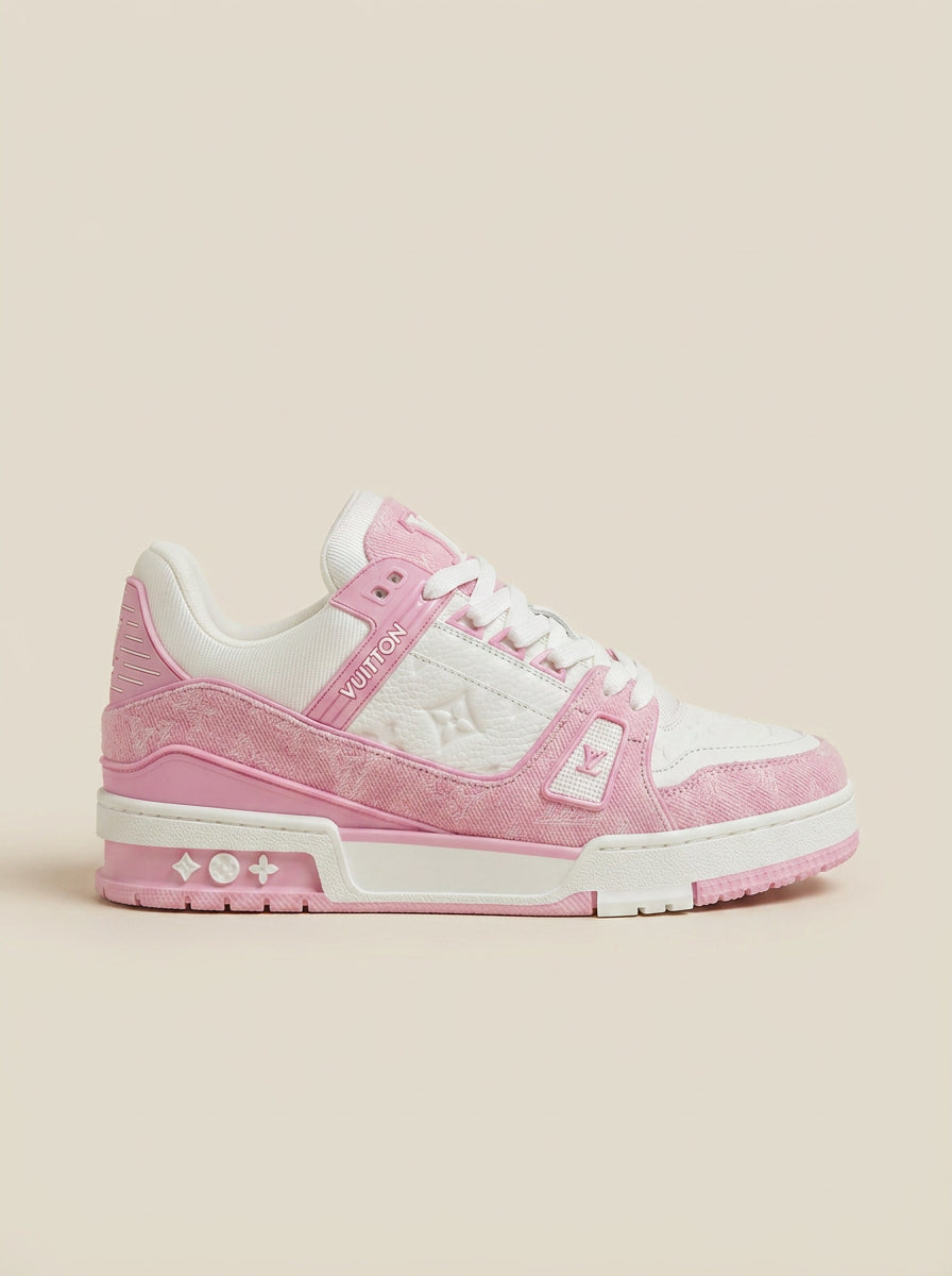 Louis Vuitton LV Trainer Pink Monogram Denim - side