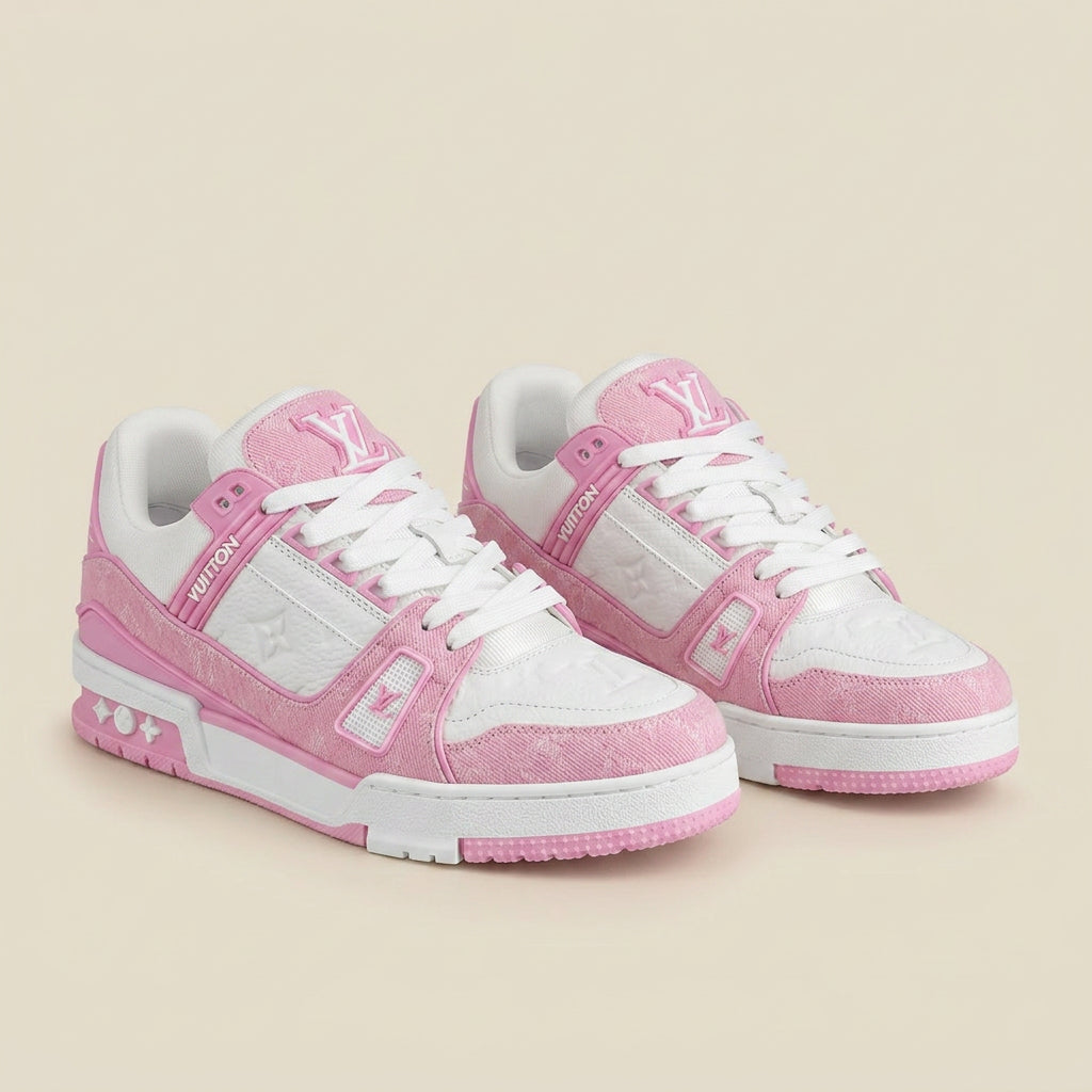 Louis Vuitton LV Trainer Pink Monogram Denim - pair